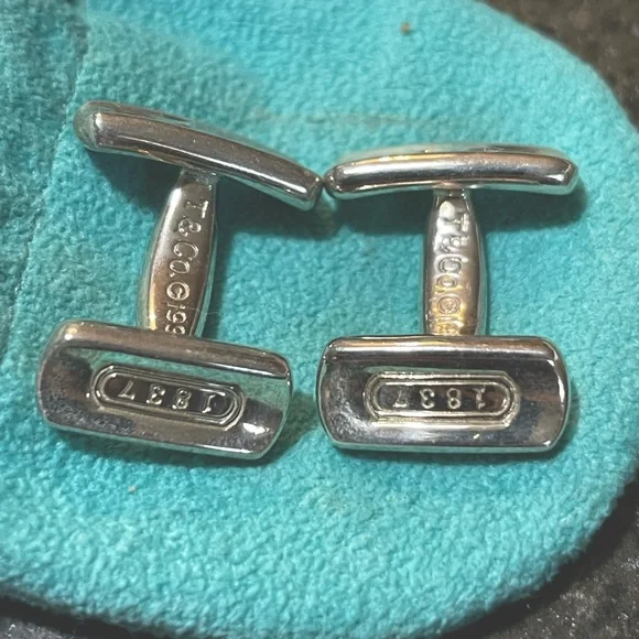 TIFFANY & CO 1837 STERLING SILVER BAR CUFF LINKS-RARE! EUC! AUTHENTIC